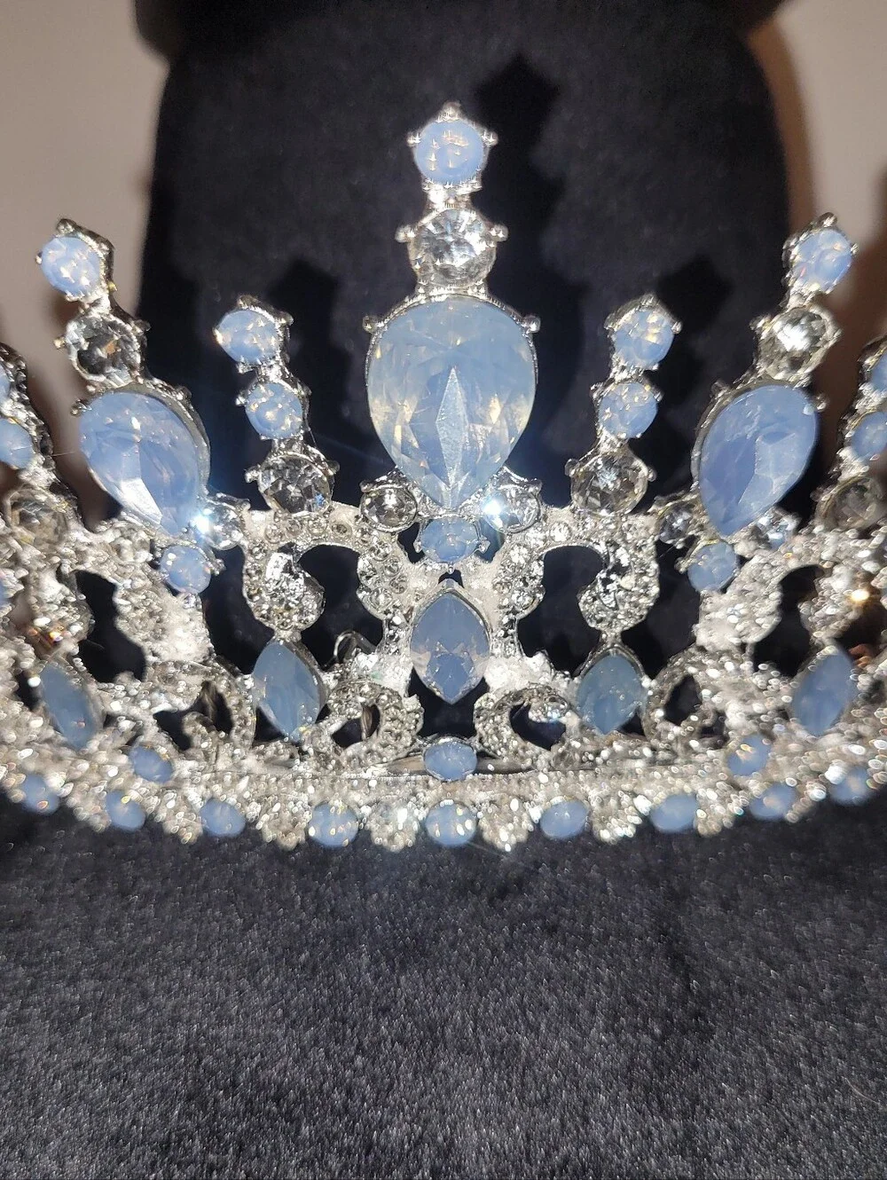 Crystal Tiara Crown with Pale Opal Accents And Rhinestones,